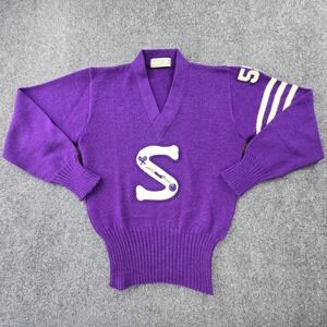 Vintage Men's Varsity Sweater Class of 55 Purple Wool Imperial Official Award 38